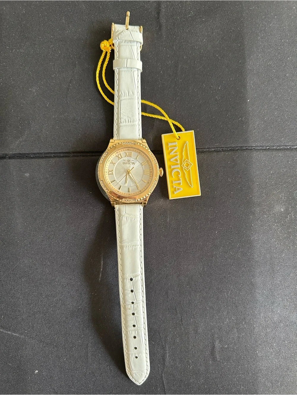 Invicta Gold-Tone Case Women's Watch with White Strap